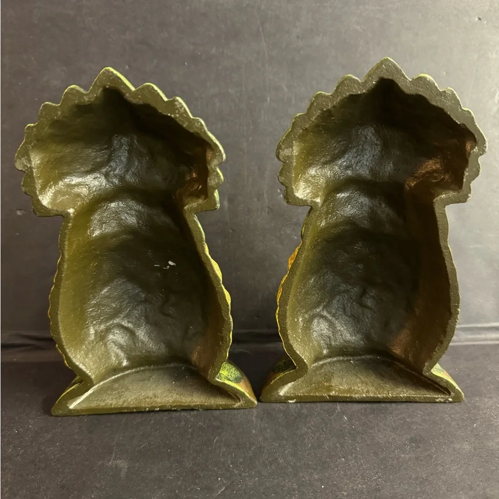 Vintage Heavy cast iron Pineapple yellow and green bookends